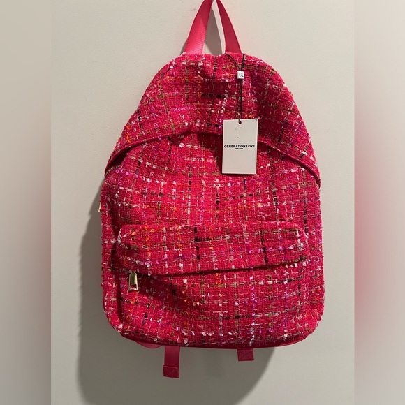 NWT Generation Love Eden Tweed Backpack - Hot Pink 💗 - Picture 3 of 14
